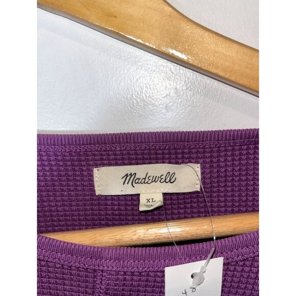 NWT Madewell Waffle Knit Cropped Long Sleeve Top Purple Thermal Size Large - Picture 6 of 10